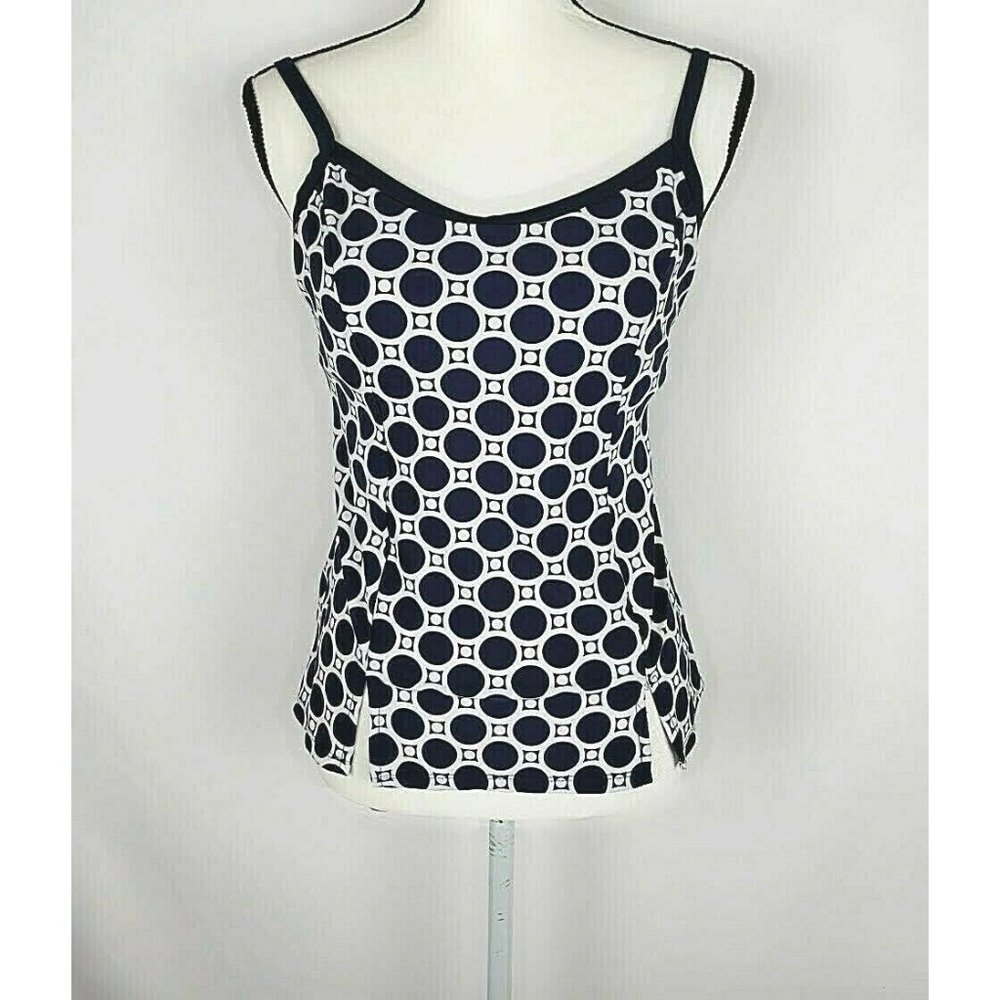 Tropical Escape Swimsuit Tankini Top Blue White M